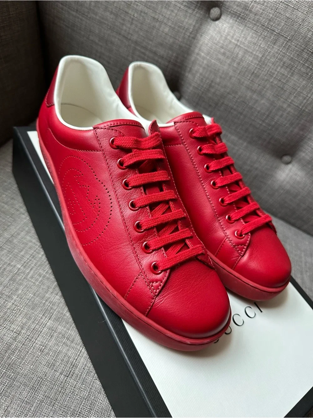 Gucci Ace Red Leather Low-Top Sneakers